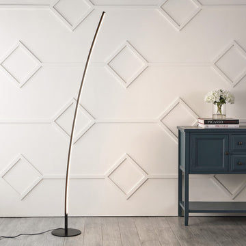 Malthe 71" Modern Contemporary Aluminum/Iron Arc Integrated LED Floor Lamp - JONATHAN Y